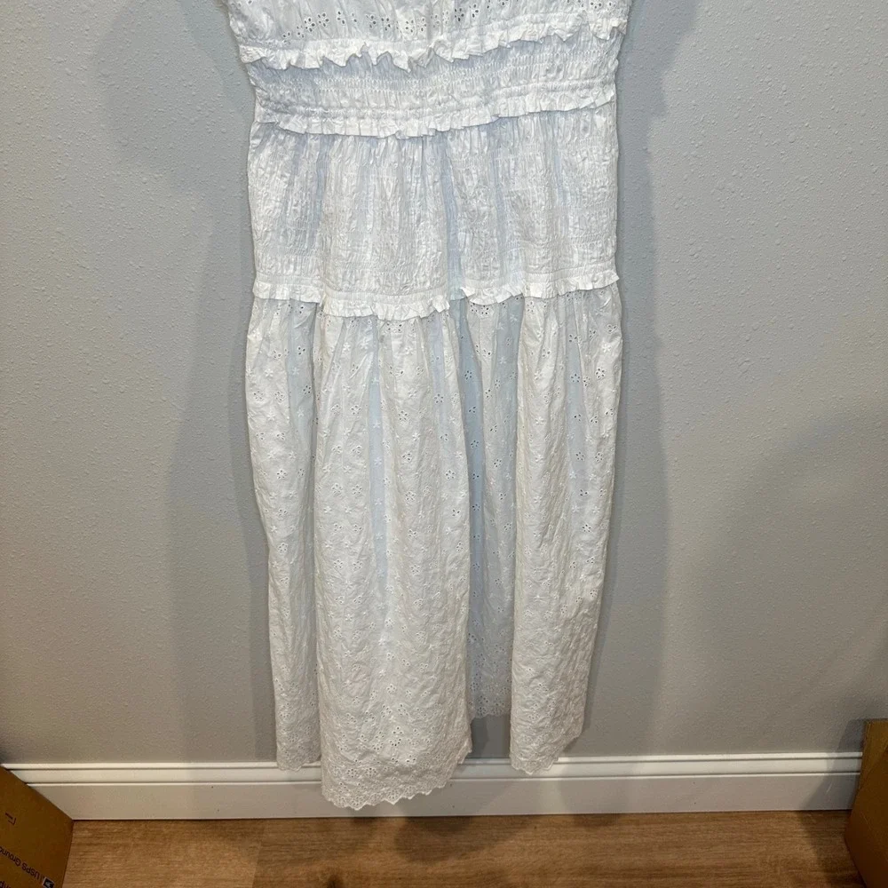 NWT GAP x DOEN Eyelet Midi Dress Women Large White Smocked Tiered Cottagecore - Picture 16 of 16